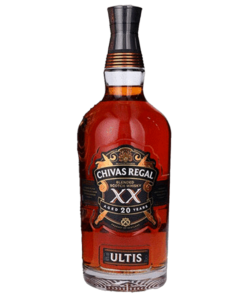 Whisky Chivas Regal Ultis XX combina cinco valiosos single malts de Speyside en honor a sus Master Blenders. Es rico y complejo, con notas frutales, de miel y especias.