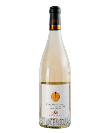 Vino Marrenon Les Grains Viognier es un vino blanco elaborado principalmente con la uva Viognier. sabores como melocotón, albaricoque, flores blancas.