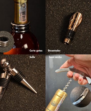 Porta vinos de Madera con accesorios
